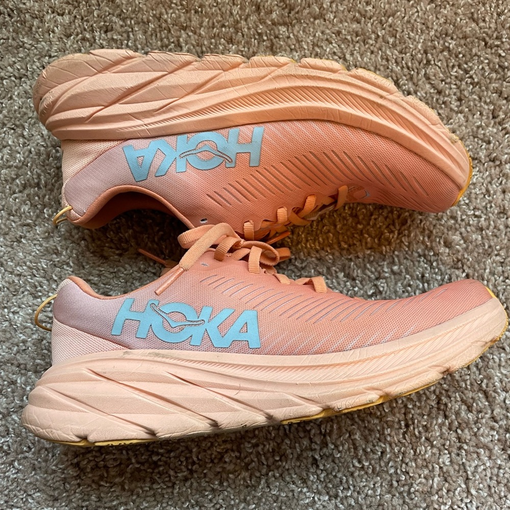 Hoka Peach/Yellow Women’s Athletic Running Shoes - Picture 13 of 14